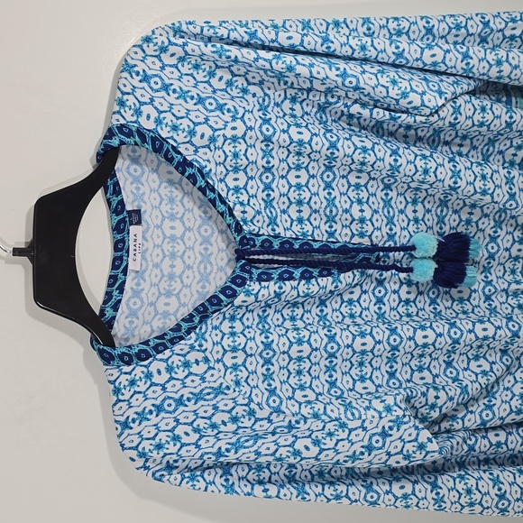 {Cabana Life} Aruba Blues Tassel Blouse - Size Large - Picture 6 of 17